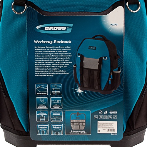 Рюкзак для инструмента Experte, 77 карманов, пластиковое дно, органайзер, 360 х 205 х 470 мм Gross фото 5