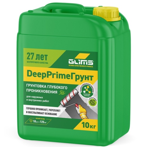 Грунт глубокого проникновения Glims DeepPrimeГрунт с антисептиком 10 кг
