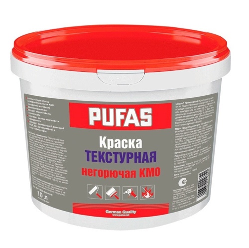 Краска текстурная негорючая Pufas NCS S 2500-N неморозостойкая белая 0,5 мм 10 л/19 кг