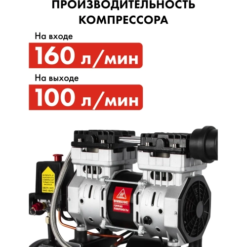 Безмасляный поршневой компрессор QUATTRO ELEMENTI PACIFIC 8-160 160 л/мин, 8 л, 1.2л.с, 8 бар 915-328 фото 11