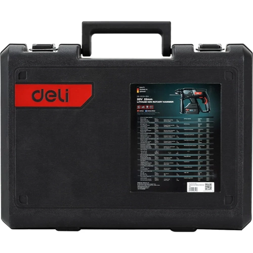 Перфоратор аккумуляторный DELI DE-DC20-2D4 (2 АКБ + ЗУ, 20В х 4Ач, SDS PLUS, 2Дж, 4750 уд/мин, кейс) 164374 фото 11