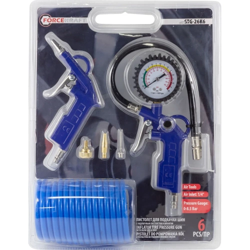 Пистолет для подкачки шин с манометром и шлангом Forcekraft FK-STG-26K6(50329) Пистолет для подкачки шин с манометром и шлангом Forcekraft FK-STG-26K6(50329)