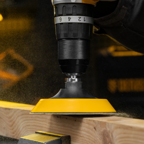 Тарелка опорная для дрели и УШМ с липучкой, 115 мм, мягкая, с адаптером c М14 на d8 Denzel фото 10