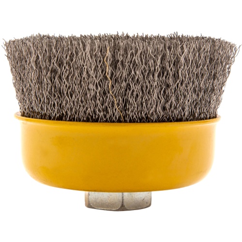 Щетка для УШМ, 100 мм, "Чашка", витая нержавеющая проволока 0.3 мм, М14 Denzel фото 4