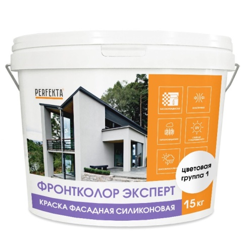 Краска фасадная силиконовая Perfekta Фронтколор Эксперт цветовая группа 1 15 кг Краска фасадная силиконовая Perfekta Фронтколор Эксперт цветовая группа 1 15 кг