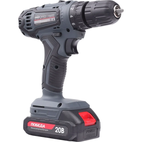 Аккумуляторная дрель-шуруповерт Победа ДА-20/1 Ли, 20В, 2,0Ач, 1 АКБ, 38Нм, 180201700 фото 5
