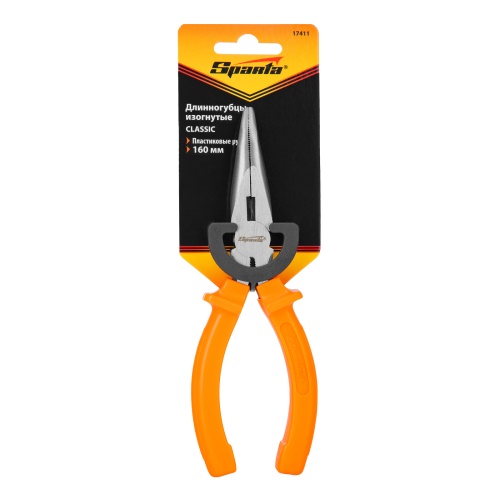 Длинногубцы изогнутые Classic, 160 мм, шлифованные, пластмассовые рукоятки Sparta фото 7