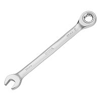 Ключ комбинированный трещоточный, 11 мм, CrV, матовый хром Denzel