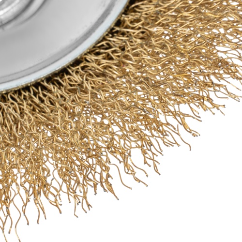 Щетка для УШМ, 115 мм, М14, "тарелка", латунированная витая проволока Matrix фото 5