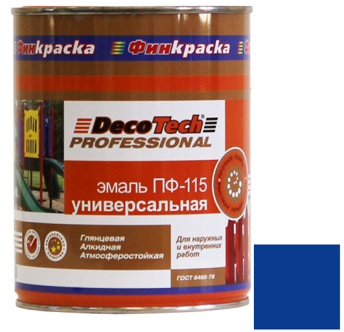 Эмаль DecoTech Professional ПФ-115 Ral 5005 синяя глянцевая 0,9 кг