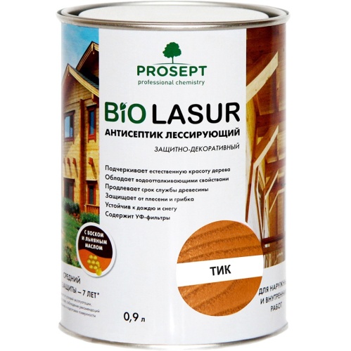 Антисептик лессирующий защитно-декоративный Prosept Bio Lasur 040-09 Тик 0,9 л