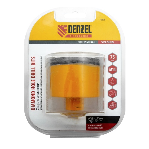 Сверло алмазное по керамограниту, 75 мм, мокрая резка, М14 Denzel фото 6 Сверло алмазное по керамограниту, 75 мм, мокрая резка, М14 Denzel фото 6