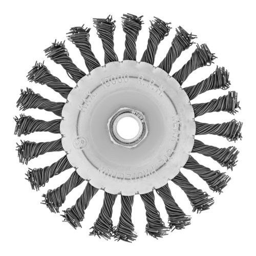 Щетка для УШМ 125 мм, М14, плоская, крученая проволока 0.8 мм Matrix фото 2