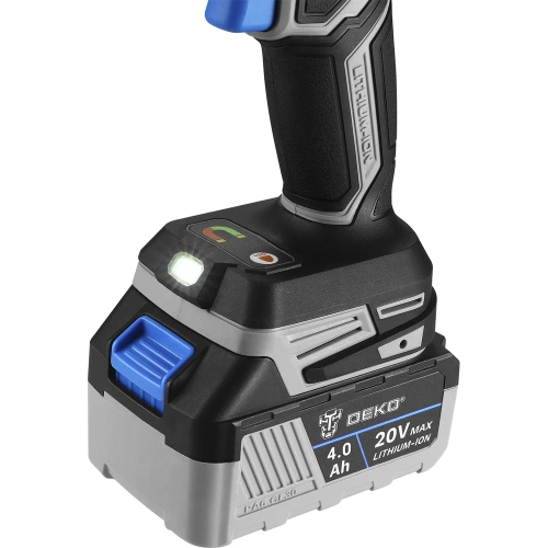 Аккумуляторная ударная бесщеточная дрель-шуруповерт DEKO DKCID20 PRO в кейсе, 20 В, 135 Нм, 2x4.0 Ач 063-4437 фото 11 Аккумуляторная ударная бесщеточная дрель-шуруповерт DEKO DKCID20 PRO в кейсе, 20 В, 135 Нм, 2x4.0 Ач 063-4437 фото 11