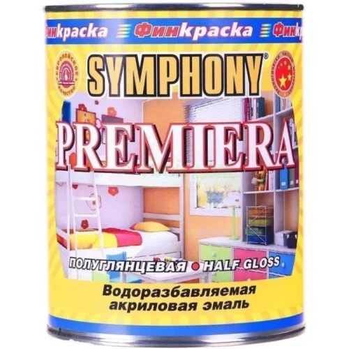 Эмаль акриловая Symphony Premiera 00-00012181 С полуглянцевая в металлической банке 0,9 л