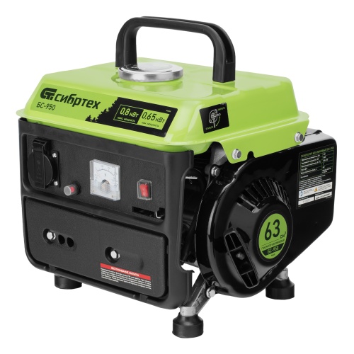 Генератор бензиновый БС-950, 0.8 кВт, 230 В, 2-х тактный, 4 л, ручной стартер Сибртех фото 2