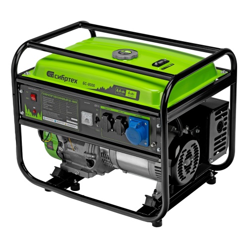 Генератор бензиновый БС-8000, 6,6 кВт, 230В, четырехтактный, 25 л, ручной стартер Сибртех фото 2
