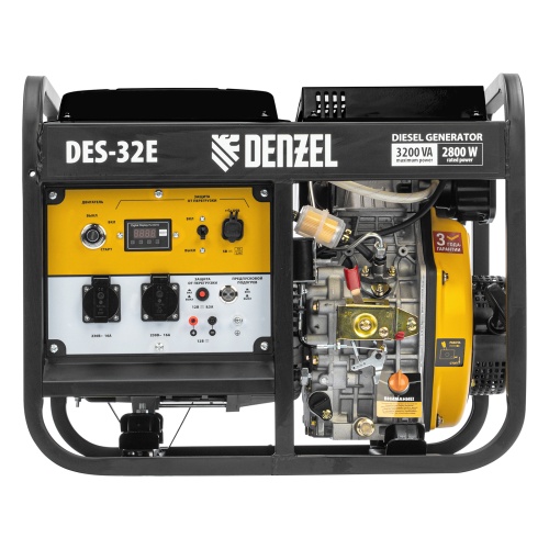 Генератор дизельный DES-32E, 3,2 кВт, 230 В, 11 л, электростартер Denzel фото 3