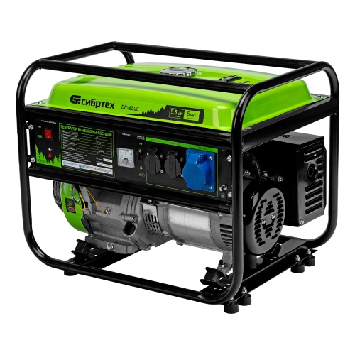 Генератор бензиновый БС-6500, 5.5 кВт, 230В, четырехтактный, 25 л, ручной стартер Сибртех фото 2