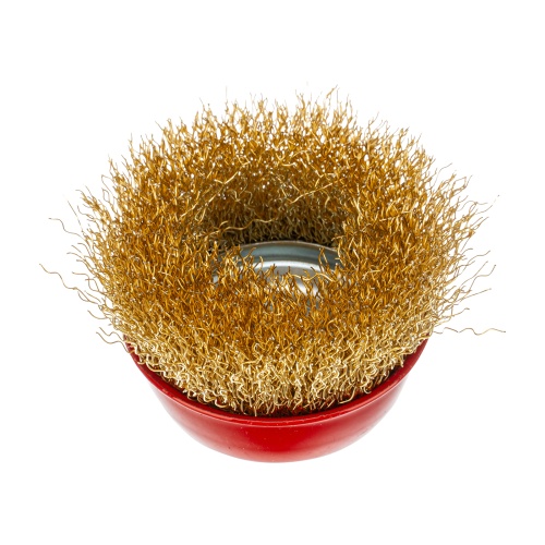 Щетка для УШМ, 65 мм, М14, "чашка", латунированная витая проволока Matrix фото 2