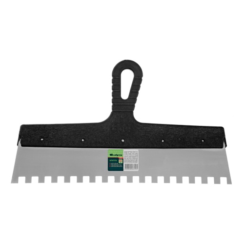 Шпатель из нержавеющей стали, 350 мм, зуб 10 х 10 мм, пластмассовая ручка Сибртех фото 5 Шпатель из нержавеющей стали, 350 мм, зуб 10 х 10 мм, пластмассовая ручка Сибртех фото 5