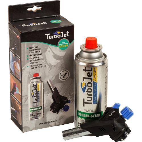 Горелка с пьезоподжигом и с газовым картриджем Turbojet TJ773-PB Горелка с пьезоподжигом и с газовым картриджем Turbojet TJ773-PB