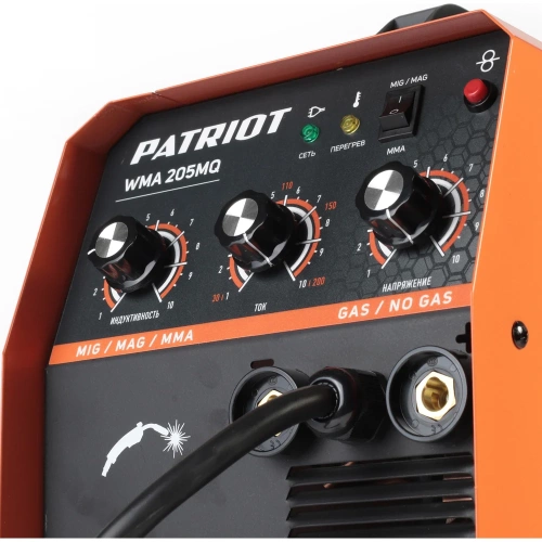 Сварочный инверторный полуавтомат PATRIOT WMA 205MQ MIG/MAG/MMA, полуавтоматическая сварка в среде 605302155 фото 7