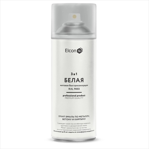 Грунт-эмаль аэрозоль по ржавчине Elcon 3 в 1 матовая белая RAL 9003 520 мл