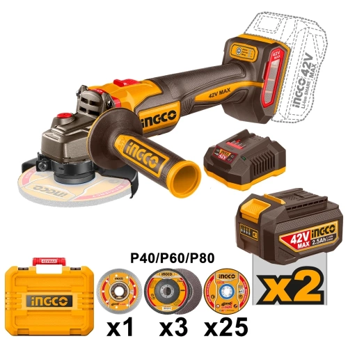 Аккумуляторная УШМ INGCO 42В 115 мм, б/щ (4) INDUSTRIAL CAGLI4128112