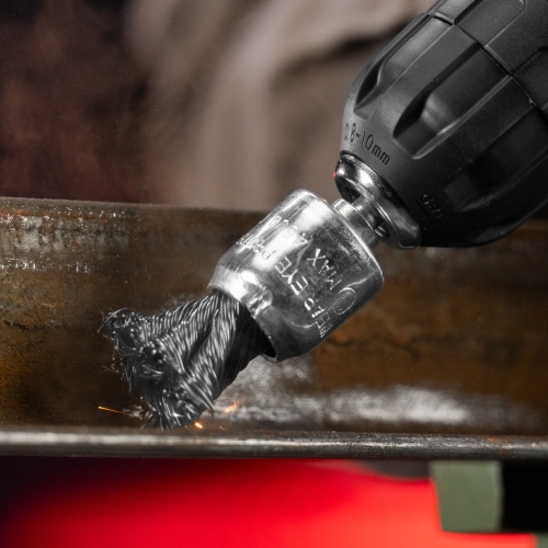 Щетка для дрели, 25 мм, "чашка" со шпилькой, крученая металлическая проволока Matrix фото 10