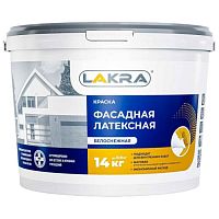 Краска фасадная латексная Лакра белоснежная 14 кг