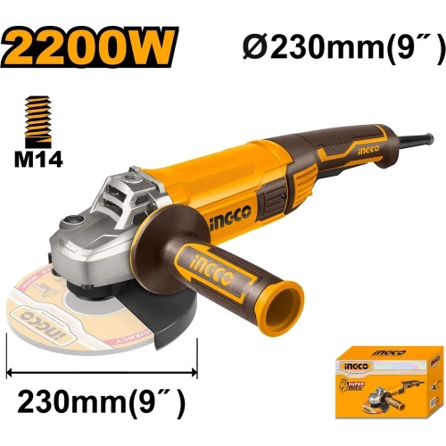 Угловая шлифовальная машина INGCO 2200 Вт AG220018 фото 3
