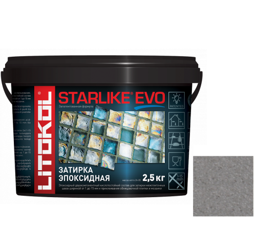 Затирка эпоксидная для швов Litokol Starlike Evo S.115 Grigio Seta 2,5 кг