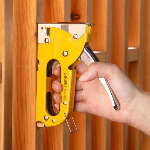 Cтроительный мебельный металлический степлер DELI DL238001 D-скобы, тип 53А, 4-8мм 98415 фото 8