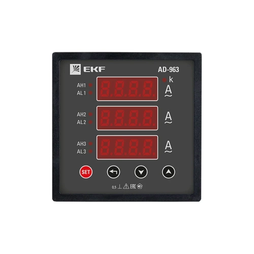 Трехфазный цифровой амперметр на панель EKF PROxima ad-963 фото 3 Трехфазный цифровой амперметр на панель EKF PROxima ad-963 фото 3