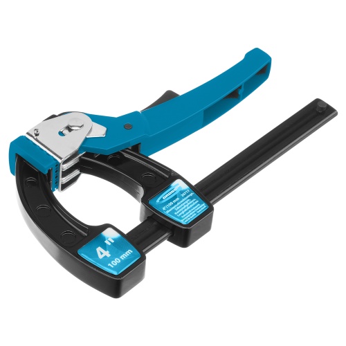 Струбцина реечная быстрозажимная 4, металлический корпус, рычажный храповой механизм, 100 мм Gross фото 3