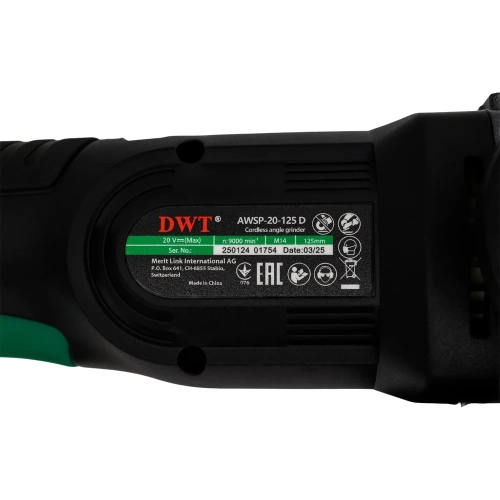 Бесщеточная аккумуляторная УШМ DWT AWSP-20-125 D-4C2 BMC фото 11