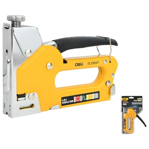 Мебельный степлер металлический 4-в-1 DELI DL238401 скобы 53Fб, гвозди 212955