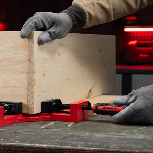 Струбцина угловая, быстрозажимная, 65/65 мм, двухкомпонентные обрезиненные рукоятки Matrix фото 11