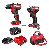 Аккумуляторная дрель-шуруповерт SKIL DL6293+ID6739+набор(ЗУ+Акб 2Ач)CB5197SE11+сумка BG3224+АКБ(4Ач)BY5196 9-1-034