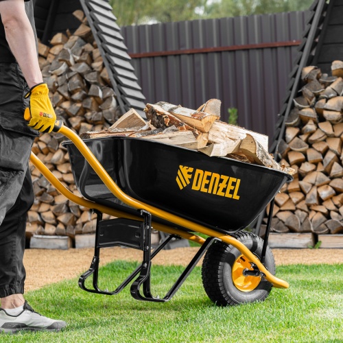 Тачка строительная, усиленная, объем 130 л, 230 кг, колесо 15х6.00-6 Denzel фото 12