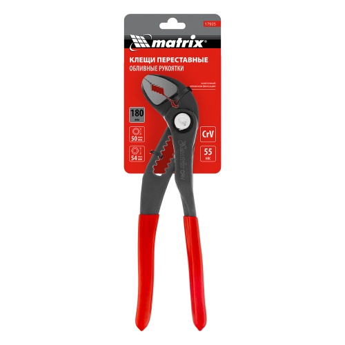 Клещи переставные 180 мм, кнопочный механизм, хром-ванадий, обливные рукоятки Matrix фото 8