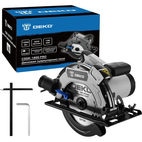 Дисковая (циркулярная) пила DEKO CSDK-1800 PRO, 1800Вт, 190мм диск поддержание оборотов, плавный пуск 085-1152 фото 3