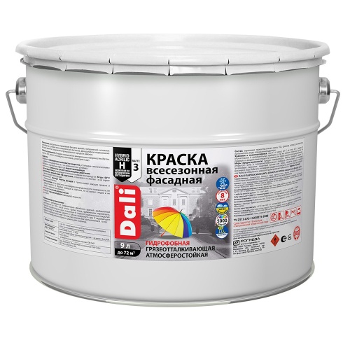 Краска фасадная акриловая Dali 20806 всесезонная база C 9 л