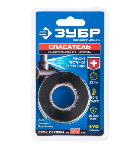 Изолента аварийно-ремонтная самослипающаяся Зубр Профессионал 12381-2 черная 25 мм 3 м фото 3