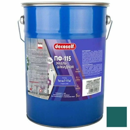 Эмаль Pufas Decoself ПФ-115 бирюзовая 5 кг/3,7 л