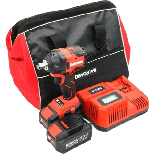 Аккумуляторный гайковерт DEVON 2 АКБ 4 Ач, ЗУ, сумка, 5733-Li-20S2-SET