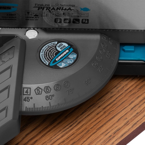 Стусло прецизионное, двухплоскостное, пила 600 мм, две прижимные струбцины, ограничительный упор Gross фото 11