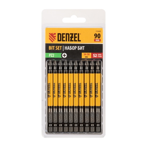 Бита PZ2х90, сталь S2, цилиндр., 10 шт. Е 6,3 Denzel фото 2