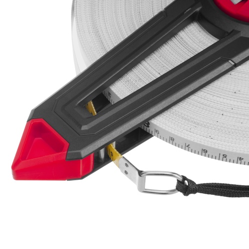 Рулетка геодезическая 100 м х 12,5 мм, открытый корпус, фиберглассовая лента Matrix фото 8